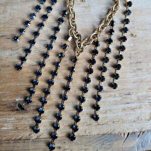 COACH Vintage Statement Multi Strand Swarovski Crystals Necklace Blue Gold HTF